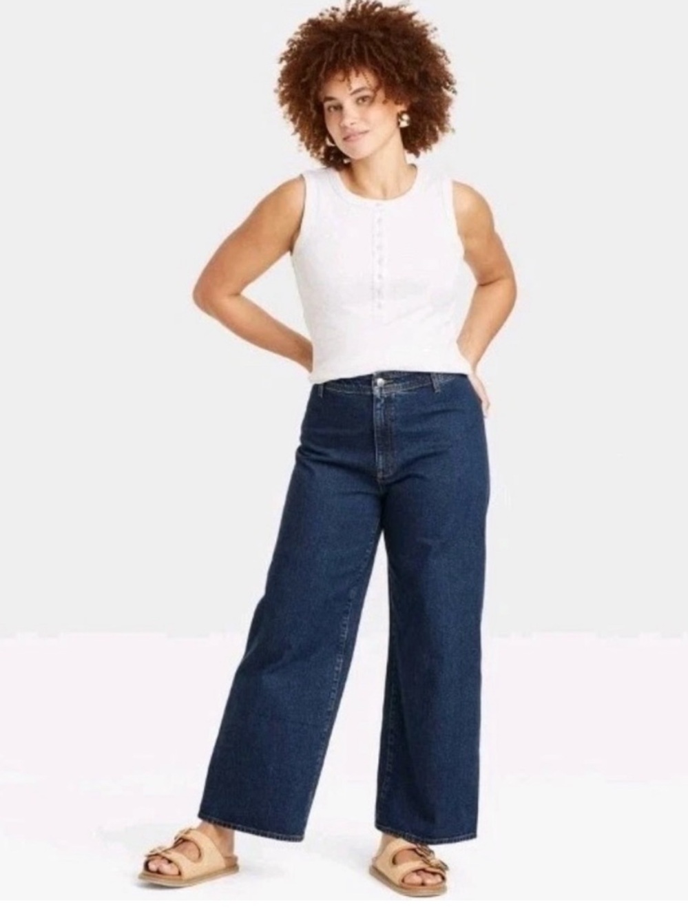 Women's High-Rise Sailor Wide Leg Ankle Jeans -Universal Thread Dark Wash 6: R